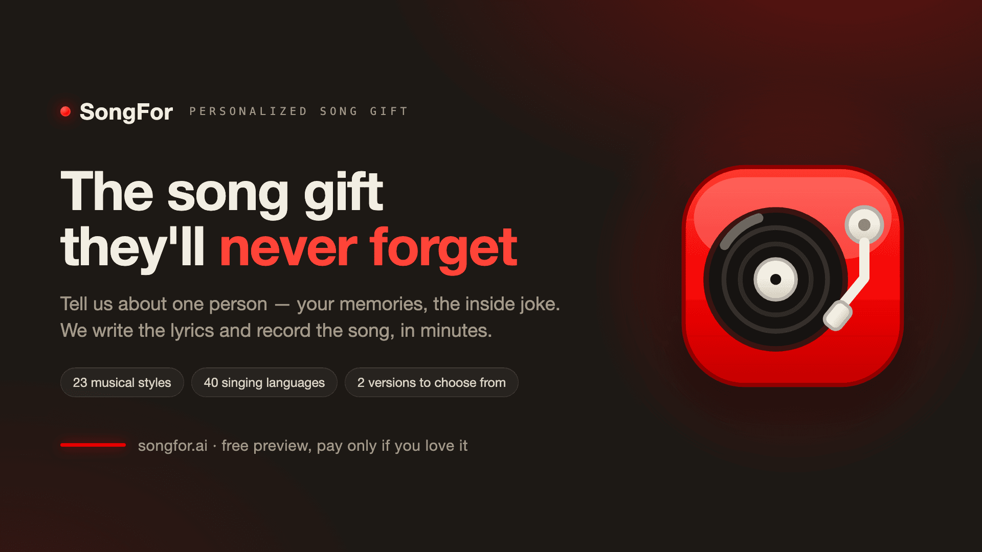 SongFor - Personalized Song Gift - Product Image