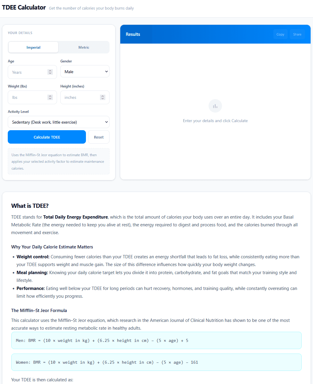 TDEE Calculator - Product Image