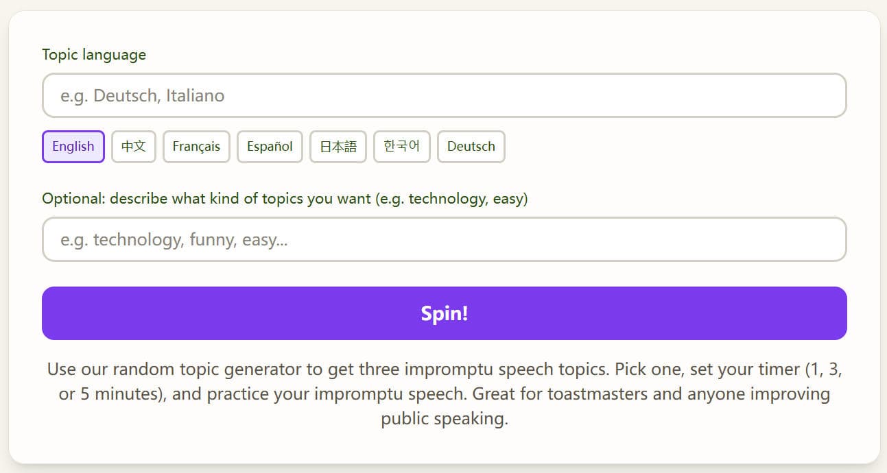 Speech Topic Gen - Product Image