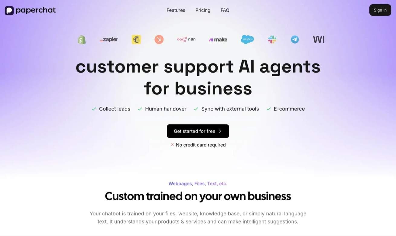 Paperchat - AI customer support - Product Image